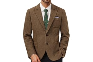 PJ PAUL JONES Mens Tweed Blazer Wool Sport Coat Two Button Peak Lapel Vintage Suit Jackets