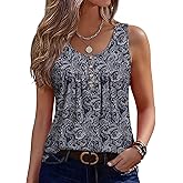 Zeagoo Tank Top for Women 2026 Summer Loose Fit Sleeveless Pleated Flowy Floral Tunic Dressy Blouse