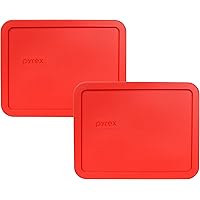 Pyrex 7211-PC Red 6 Cup Rectangular Plastic Lid (2 Pack)