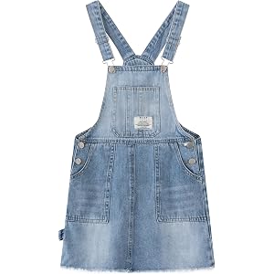 KIDSCOOL Girls Denim Overall Skirt Kids Raw Hem Jean Bib Jumper Dress | Girls denim overall skirt, kids raw hem jean bib dres