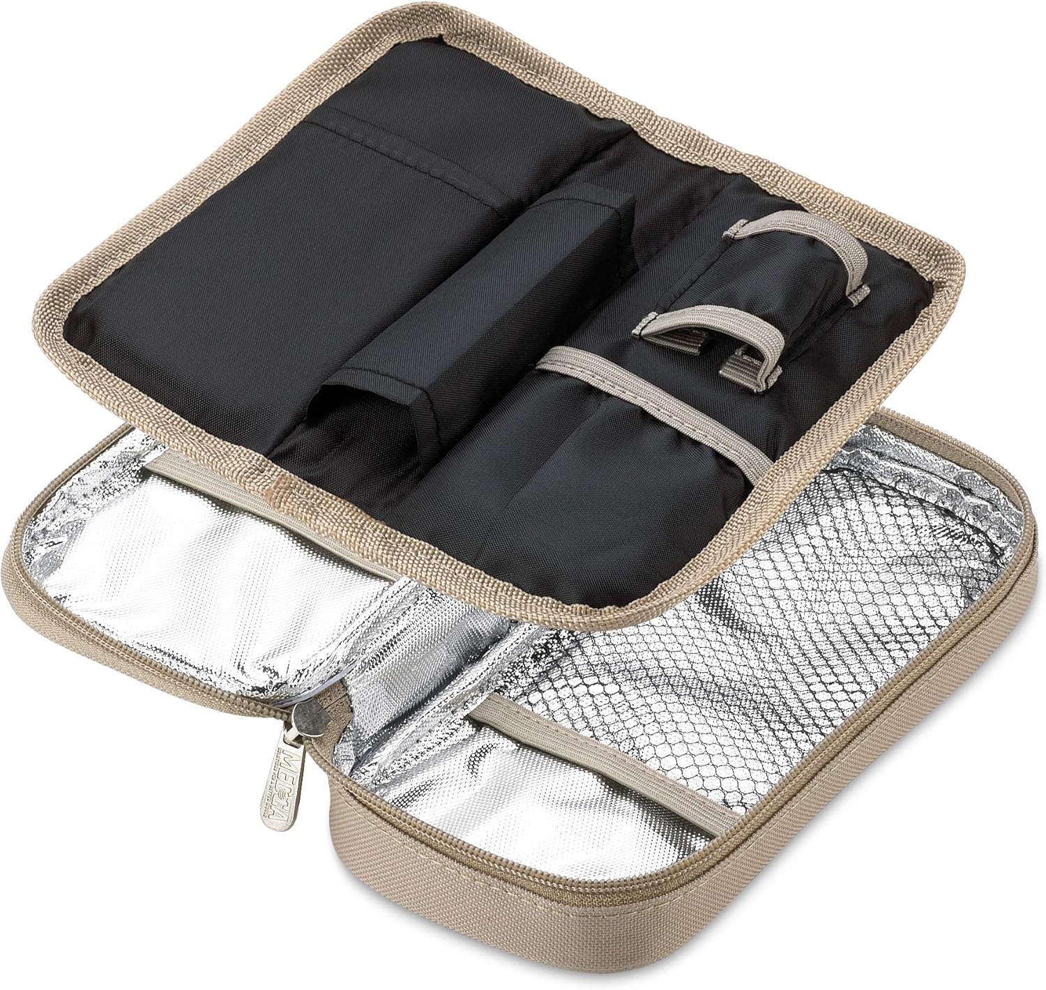 Insulin Cooler Travel Case - Insulated Portable Diabetic Pouch with 2 Gel Ice Packs - Reusable Lightweight & Durable Organizer Bag Cooler for Medications Diabetes Pen, and Supplies, (Black & Tan): Health & Personal Care