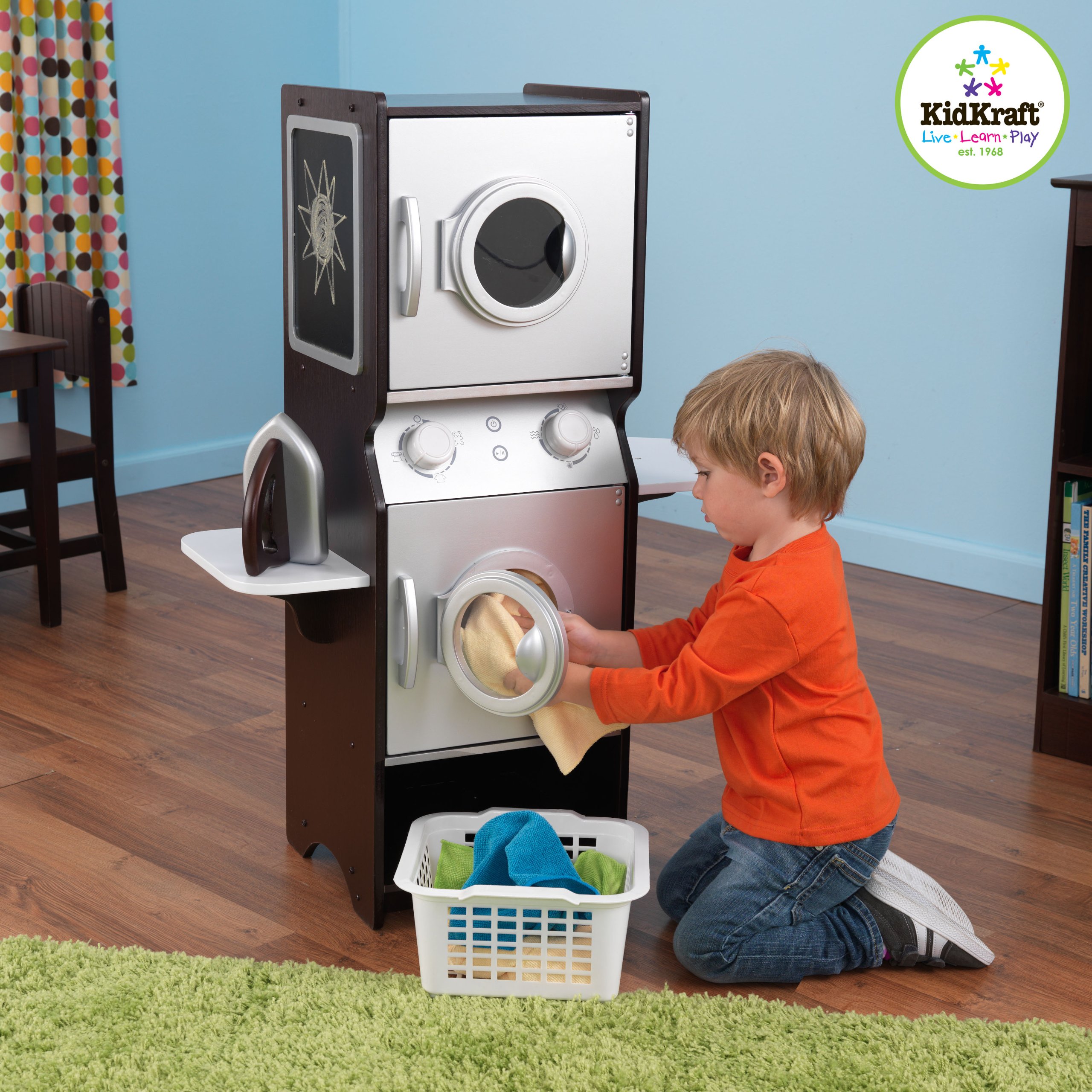 KidKraft Laundry Playset Children's Pretend Wooden Stacking Washer and