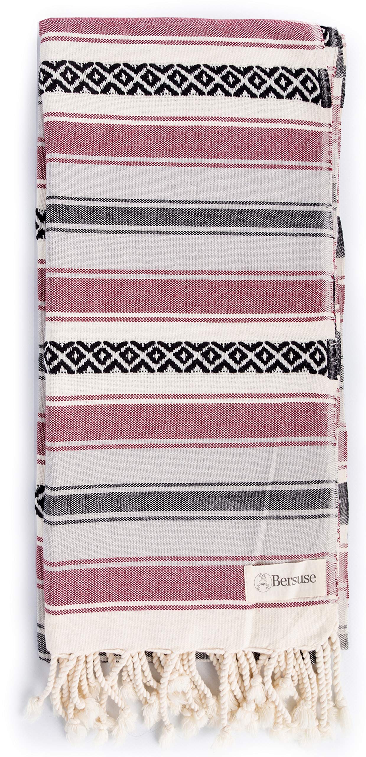 Bersuse 100% Cotton - San Jose Turkish Towel - Burgundy