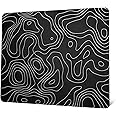 Glass Mousepad for Gaming, Black Topographic Hard Gaming Mouse pad, Professional Large Mouse Mat 410mm*310mm, Special Glass Surface with Improved Precision and Speed