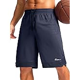 Pudolla Men's Basketball Shorts with Zipper Pockets 11" Long Gym Athletic Shorts for Men Lightweight Quick Dry