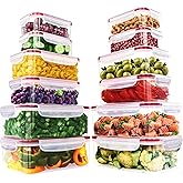 KICHLY 24 Pack Plastic Food Storage Container Set - Transparent BPA-Free Airtight Containers with Leak-Proof Lids for Meal Pr