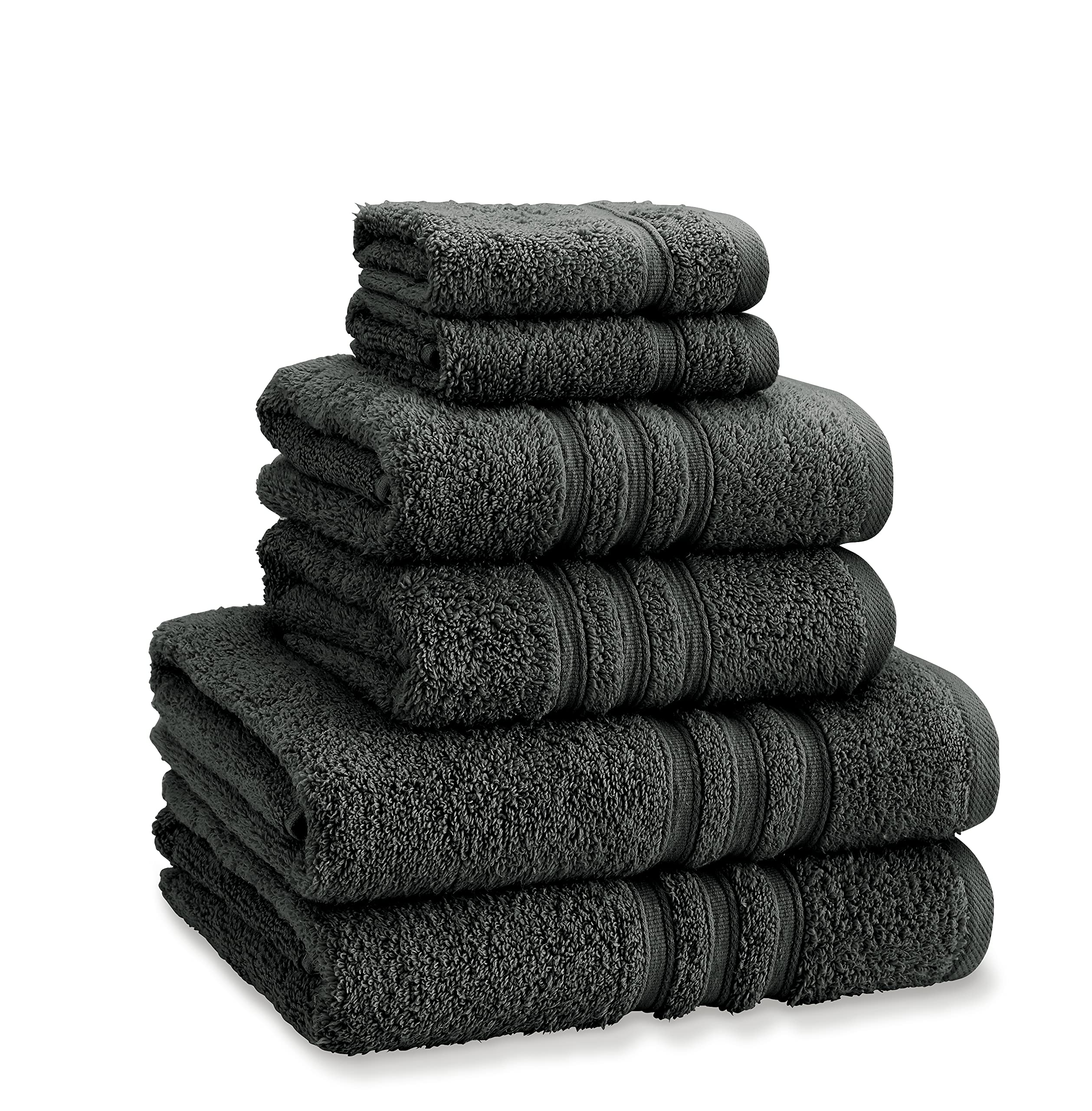 Catherine Lansfield Zero Twist Cotton 6 Piece Towel Bale Set Charcoal Grey