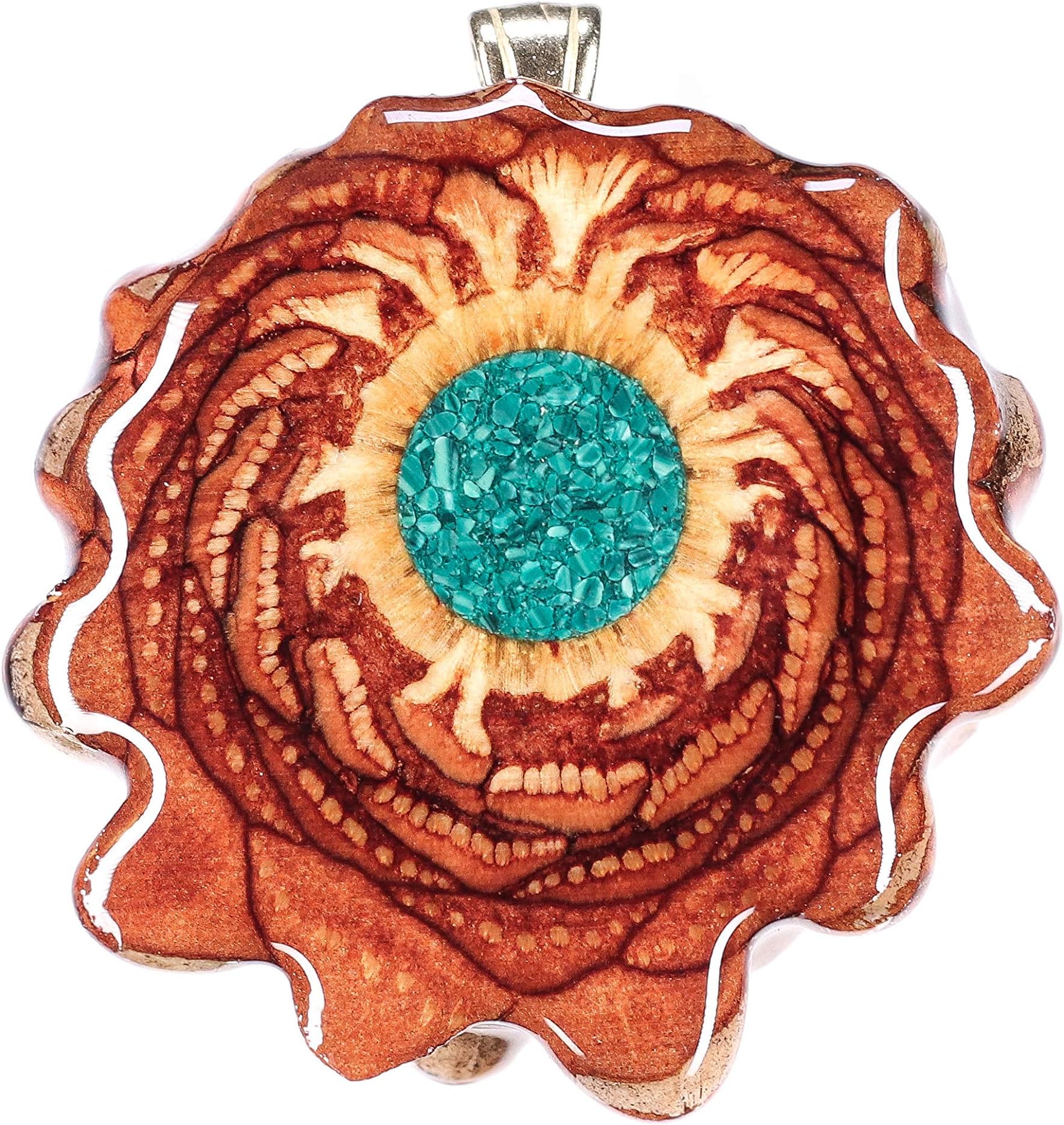 Glowing Crushed Malachite Third Eye Pinecones Pendant Festival Jewelry For Women For Men Boho Fashion Gypse Gear 100% Natural Sacred Geometry Pinecone with Green Gemstone Necklace