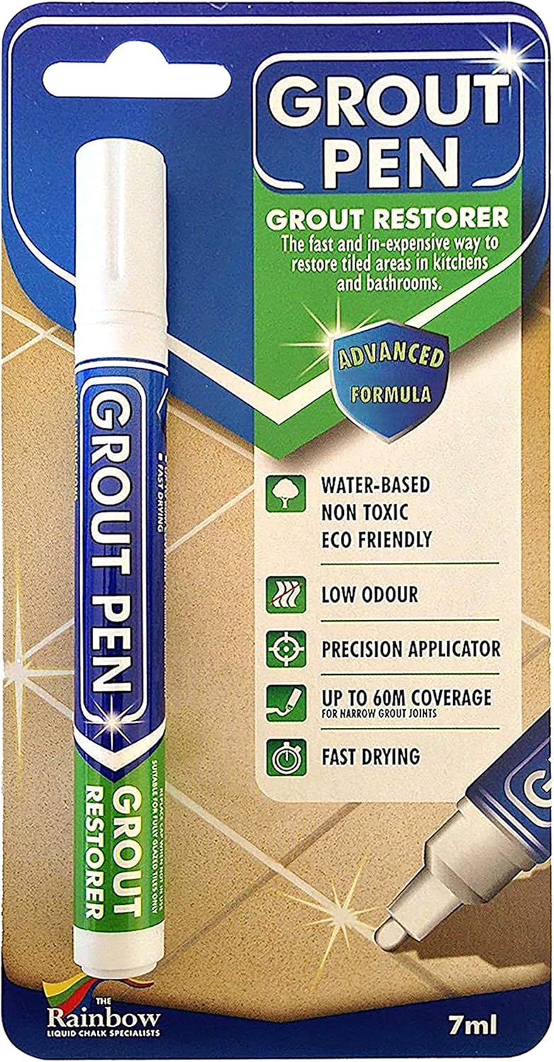 Grout Pen White - Ideal to Restore The Look of Tile Grout Lines - White Grout Marker - 