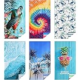 Casa Platino Beach Towel Set of 6 – Extra Large 71"x32" Sand Free Microfiber Towels, Quick Dry & Lightweight with Double-Sided Prints, Mesh Bag Included, Beach Bag Essentials for Travel – Maslin