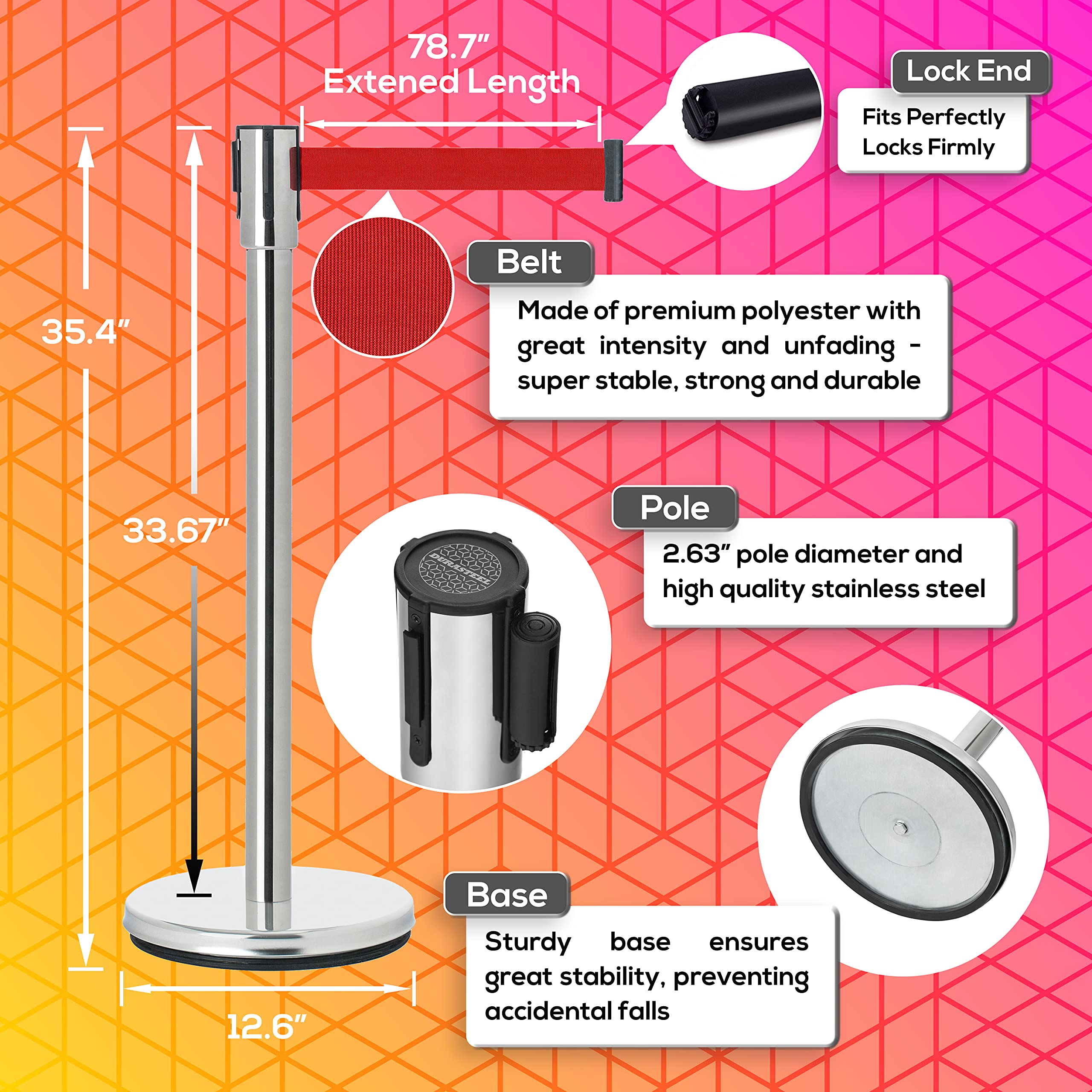 Mua DuraSteel Crowd Control Barriers Line Dividers - Silver Stanchion ...