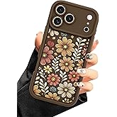 Aitipy Brown Daisy Phone Case for iPhone 17 Pro Max, Cute Aesthetic Daisy Flower Design Case, Soft Silicone Slim Shockproof Protective Phone Cover for Women Girls - Brown