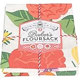 Now Designs Floursack Kitchen Towels Quick Dry Cotton Hand Towel Set, 3 Count, Flowers of The Month, 20 x 30 in
