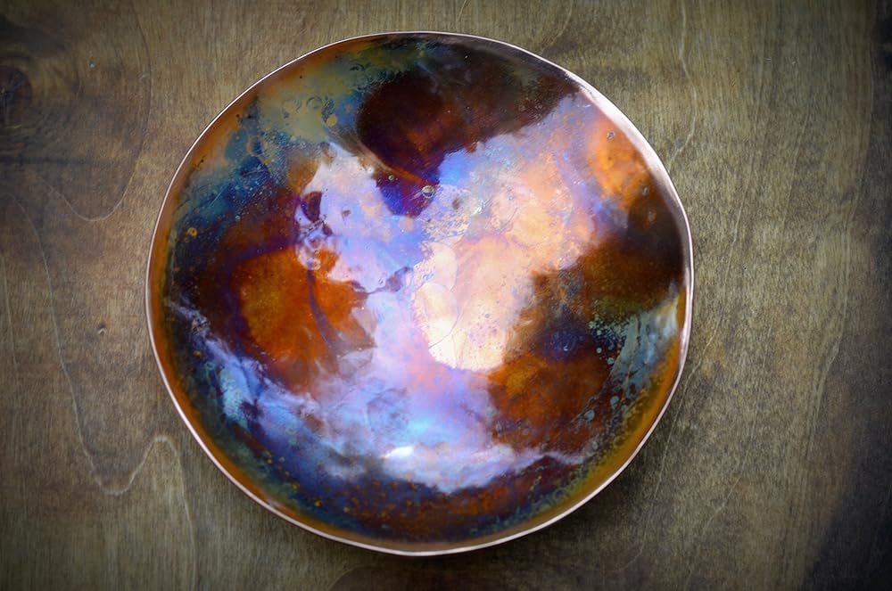Small Copper Bowl Round Rainbow Colored Copper Bowl * Blacksmith Made Home Kitchen