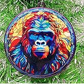 Generic Gorilla Stain Glass Themed Christmas Ornament