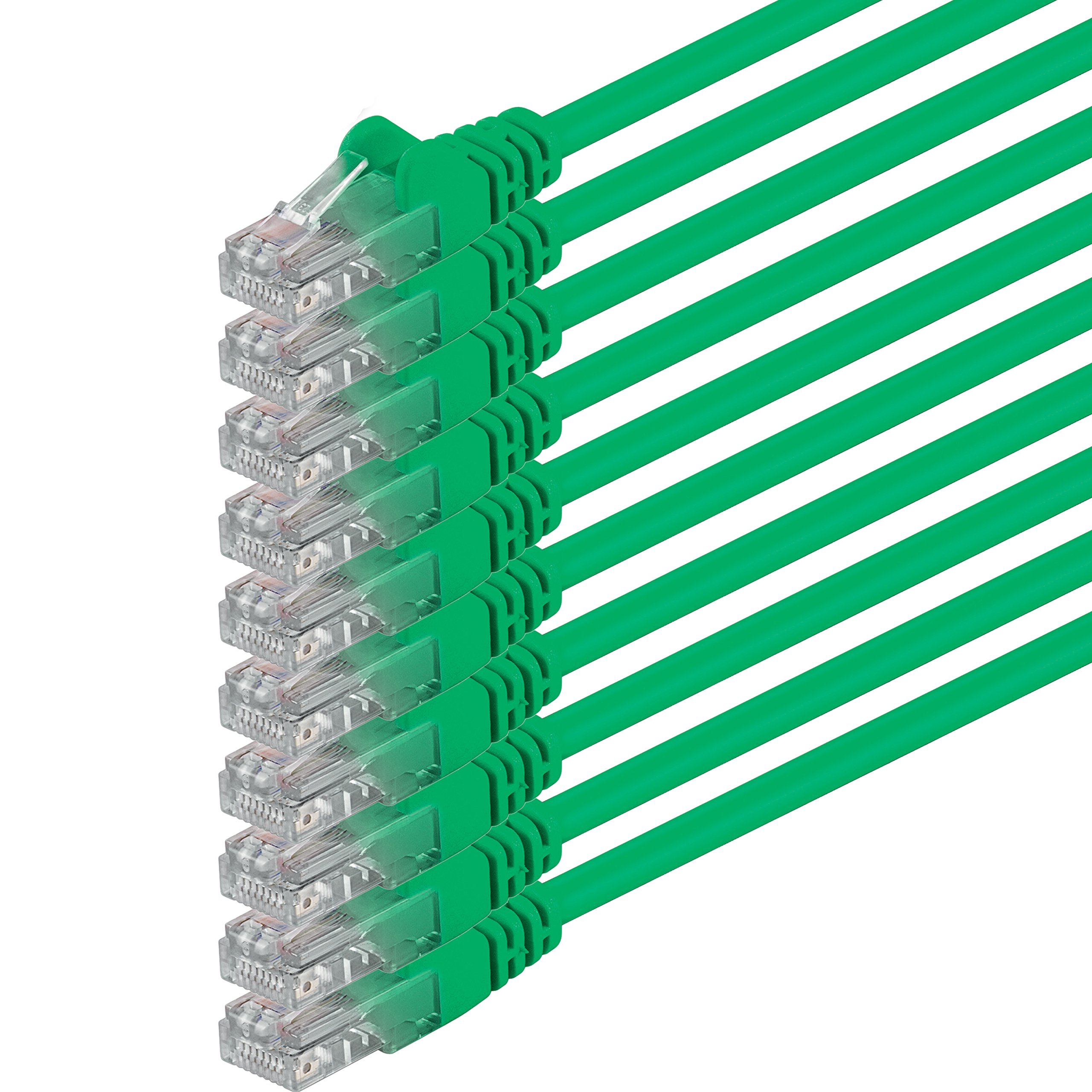 1aTTack.de 0.25m - green - 10 pieces - (PACK) - CAT.6 CAT6 Ethernet LAN network cable 1000 Mbit/s patch cable
