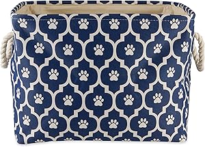 Bone Dry Pet Storage Collection Lattice Paw Print, Large Rectangle, Nautical Blue