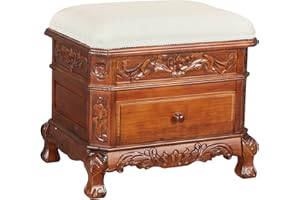 INTERNATIONAL CARAVAN Carved Wood Furniture Vanity Stool