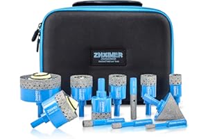 Diamond Tile Hole Saw Kit - ZNXIMER Porcelain Tile Drill Bits Set for Ceramic, Granite, Marble and More Drilling - 12pcs Diamond Core Drill Bits Set(6/8/10/20/25/28/32/35/45/65MM/2/10MM)