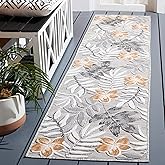 SAFAVIEH Washable Rug Outdoor Cabana Collection - 2' x 6'7", Grey & Ivory, Non-Shedding & Easy to Clean, Ideal for Patio, Bac
