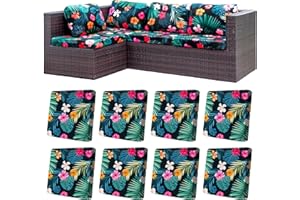 BIETYONE 8Pcs Stretch Patio Cushion Covers Outdoor Cushion Covers,Outdoor Couch Cushion Covers Replacement,Outdoor Sofa Covers Patio Slipcovers Couch Cover,Washable Furniture Cover (Summer Night, Cover Only)