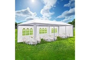 Smartxchoices 10' x 30' Outdoor Waterproof Gazebo Canopy Tent with Removable Sidewalls and Windows Heavy Duty Tent for Party Wedding Events Beach BBQ, White