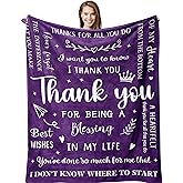 Henazin Thank You Gifts For Women/Men, Purple Gift Blanket 60"X50", Employee Appreciation Gifts, Farewell Gifts For Coworkers/Friends, Inspirational Gifts For Women, Christmas Birthday Gifts For Women
