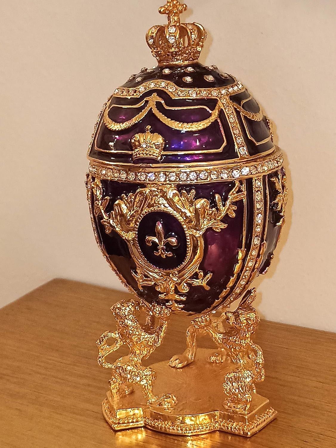 Royal Faberge Egg Trinket Box HANDMADE Fabergé Egg 24K GOLD 4ct Collectors Egg Russian HAND