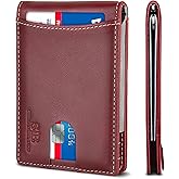 SERMAN BRANDS RFID Blocking Slim Bifold Genuine Leather Minimalist Front Pocket Wallets for Men with Money Clip Thin Mens