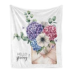 Ambesonne Hydrangea Throw Blanket, Watercolor