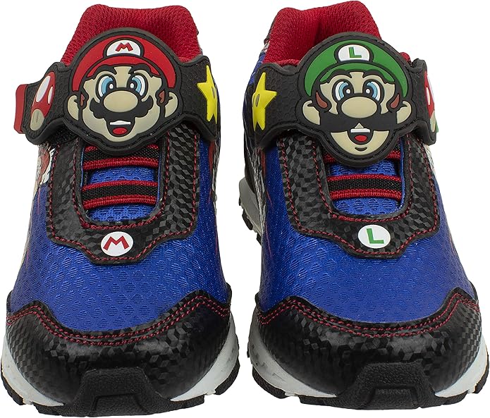 Amazon Super Mario スーパーマリオブラザーズ マリオとルイージ キッズテニスシューズ ライトアップスニーカー ミックスマッチランナートレーナー キッズサイズ11 3 Us サイズ 10 Little Kid カラー ブルー Super Mario 運動靴 スニーカー