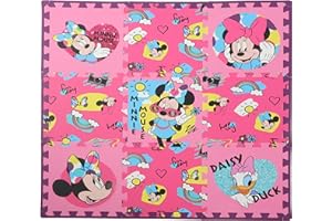 CAPELLI SPORT Disney Minnie Mouse Daisy Duck EVA Foam Mat, Cool Summer Interlocking Flooring Tiles, Pink, 36 x 36 Inches