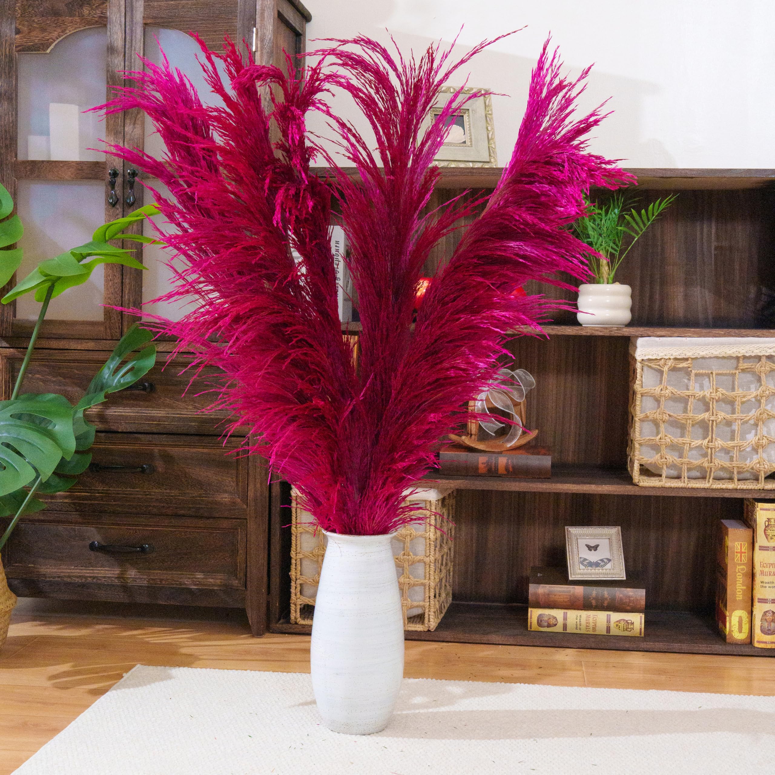 Pampas Grass Decor Tall,Large Pampas Floral Fluffy,Long Feather Flowers for Boho Wedding Arangement Bedroom Living Room Decorations (hot pink, 8pcs 31.5"/80cm)