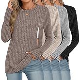 Velvelhall 4 Pack Women Nursing Shirts Breastfeeding Long Sleeve Tops Thermal Sweaters with Hidden Zipper Ribbed Maternity