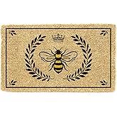Abbott Collection Bee in Crest Coir Doormat with PVC Backing (18x 30 L)