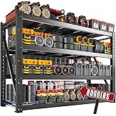 Bepatio 77" Heavy Duty Garage Shelving, 8000LBS Industrial Storage Shelves, 4 Tier Adjustable Metal Shelving Unit, Large Steel Storage Rack for Basement, Warehouse, Commercial Use, 24"D x 72"H, Black