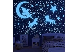 DESERT CAMEL Glow in The Dark Stars for Ceiling,Unicorn Wall Decals Stickers Wall Decor for Girls Bedroom Luminous Glow Unicorn Stars Planet Ceiling Stickers for Baby Boys Kids Playroom Living Room Nursery
