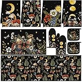 Fourluoo 10 Pcs Kitchen Dish Towels Rugs Oven Mitts and Pot Holders Set Farmhouse Kitchen Decor Set for Women Mom Daughter Gift Cooking Baking Grilling(Rustic Color,Rustic Bohemia)