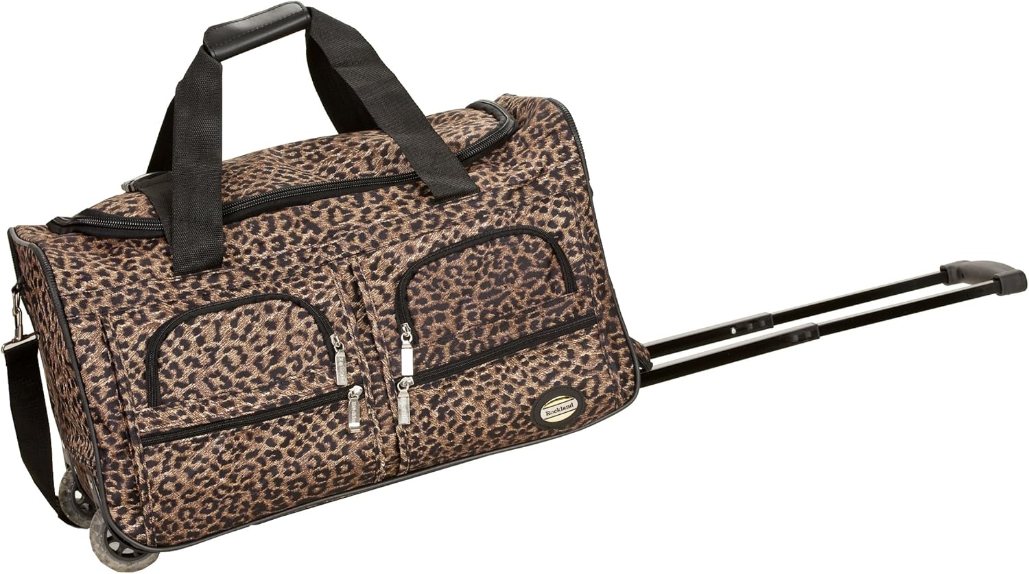 Rockland PRD322 Luggage Rolling Duffle Bag, Brown Leopard, Medium, 22