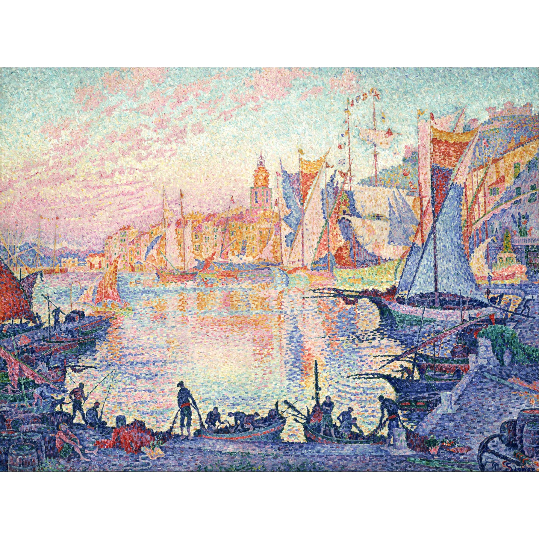 Paul Signac The Port Of Saint Tropez Large Wall Art Print Canvas Premium Poster Mural