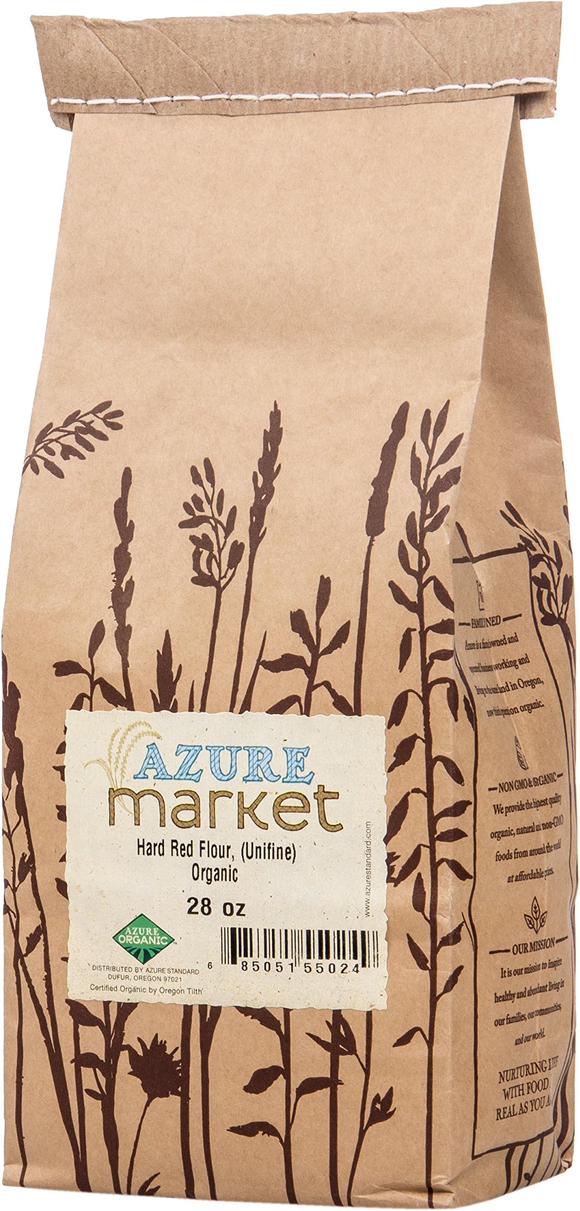 Azure Market Organics Hard Red Whole Wheat Unifine Flour, Non-GMO, 28 oz