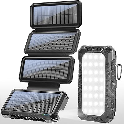 Buy Pd 18w Solar Panel Charger Qc 3 0 Fast Charging Power Bank Solar Phone Charger 000mah Solar Powered External Battery With Camping Light Compass Type C Portable Charger Three Outputs Black Online In Turkey B08yr1y2wg