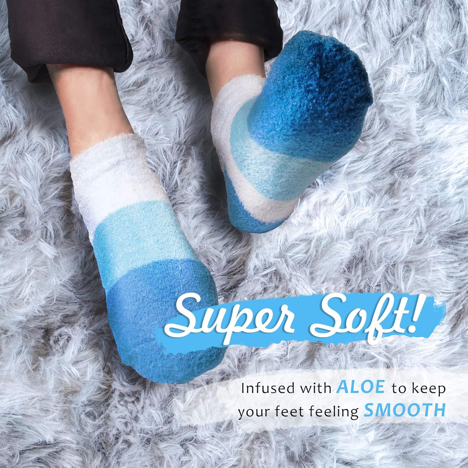 BambooMN Women's Super Aloe Infused Fuzzy Nylon Socks: Clothing