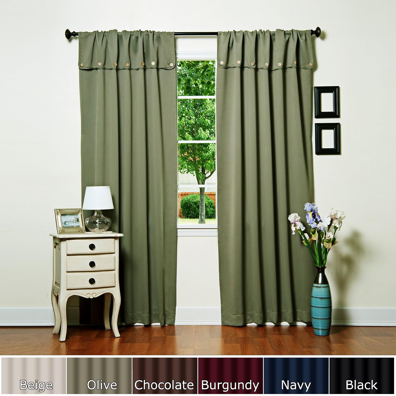Amazon.com: Olive Thermal Blackout Curtain With Attached Button Top