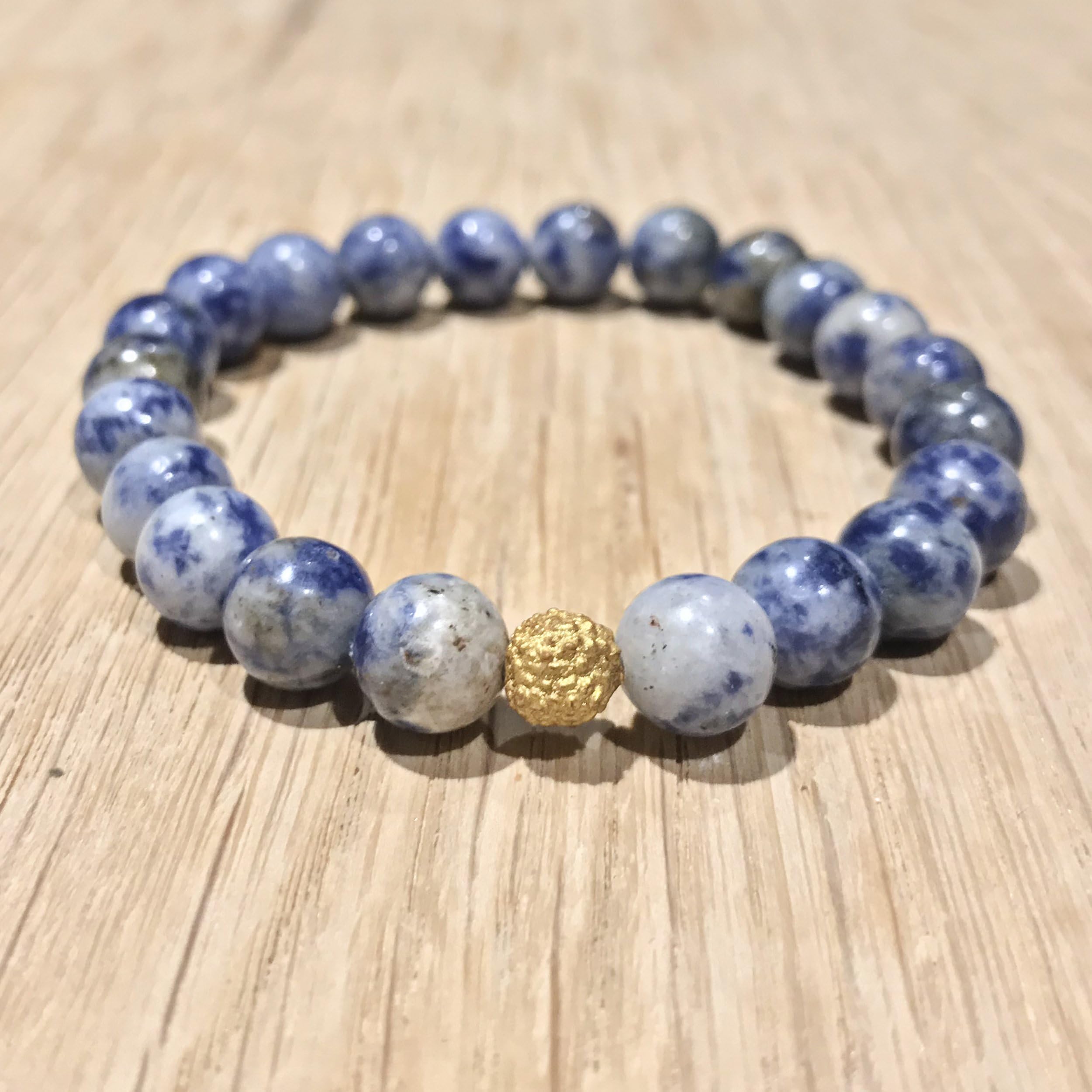 Zessoo Sodalite Bracelet Men Women 8mm Chakra Beads Bracelet Elastic Natural Stone Yoga Bracelet Bangle