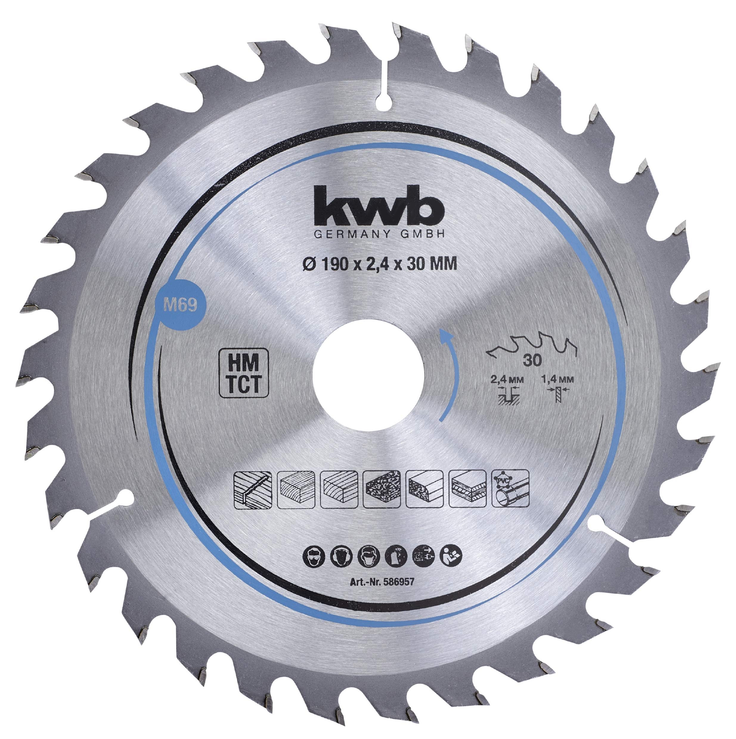 KWB Circular Saw Blade 190 X 30 MM | Fast Cut | for Soft and Hardwood, Carpenter Boards, and CHIPBOARDS