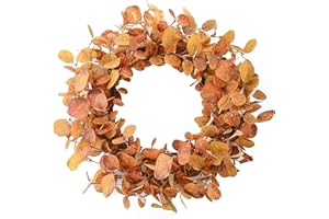 YNYLCHMX 18" Fall Wreaths for Front Door, Artificial Autumn Wreath, Fall Door Wreath with Golden Eucalyptus Leaves for Home Porch Window Wall Farmhouse Decor, Indoor Outdoor, Holiday Decor