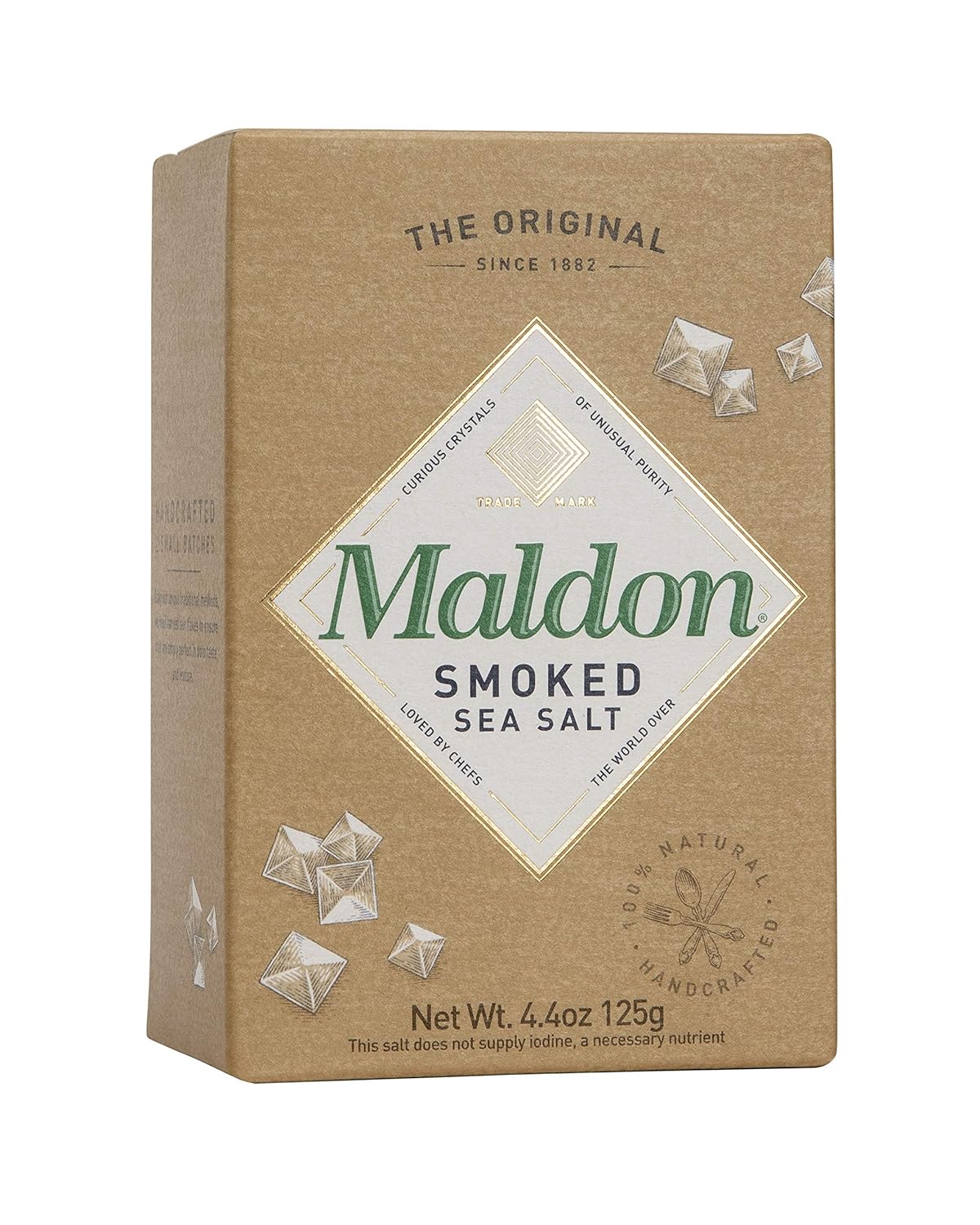Maldon Salt, Smoked Sea Salt Flakes, 4.4 oz (125 g), Kosher, Natural, Gently Smoked Over Oak, Handcrafted, Gourmet, Pyramid Crystals : Grocery & Gourmet Food
