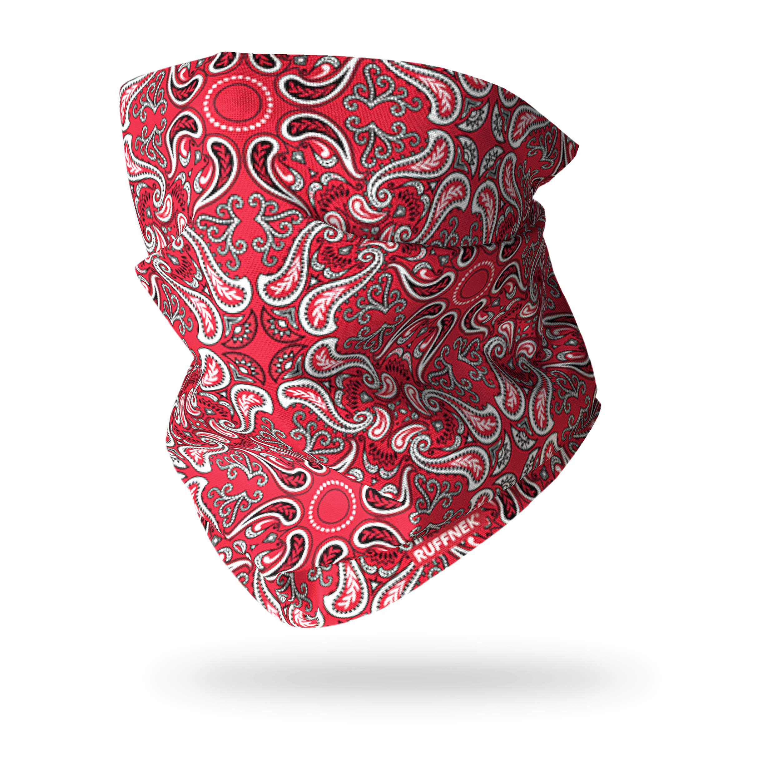 Ruffnek CLASSIC RED & BLACK PAISLEY BANDANA MULTI SCARF Multifunctional Neck warmer Motorbike mask - Men, Women & children