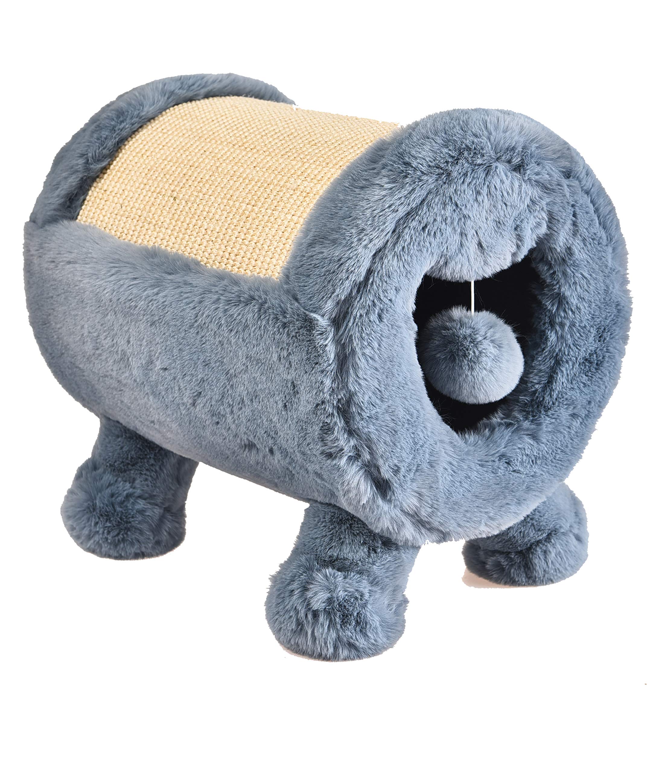 Dehner Premium Lovely Cat Scratching and Cuddling Cave Diameter 30 cm Approx. 40 x 37 cm Plush/Sisal Blue/Beige